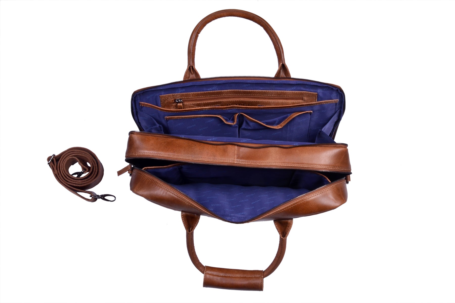 DSTRCT Laptop Leather Fletcher Bag 17'' Cognac