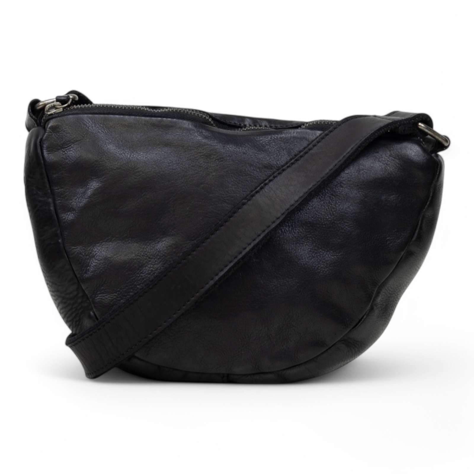 DSTRCT Leren tas Harrington Road Half Moonbag Zwart