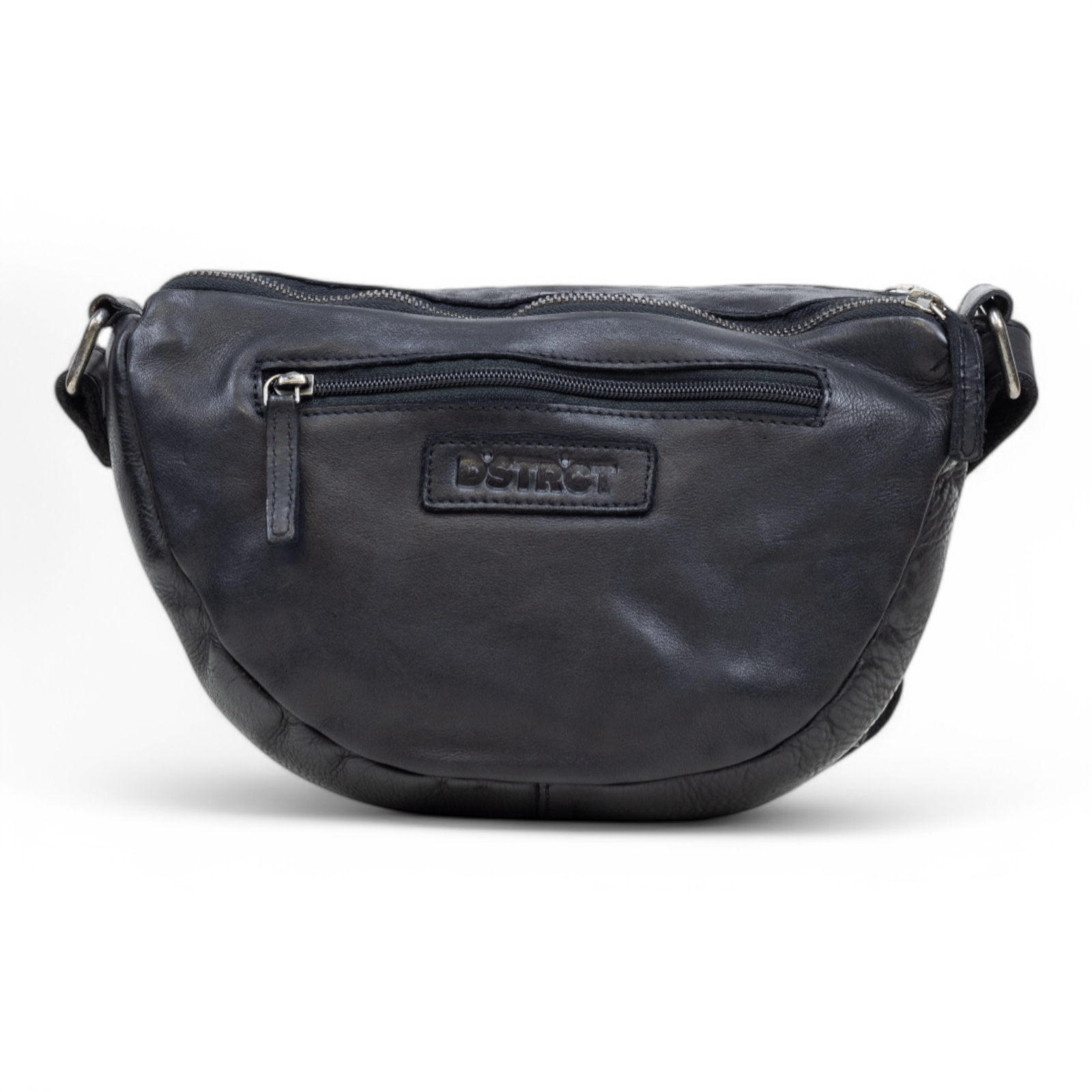 DSTRCT Leren tas Harrington Road Half Moonbag Zwart