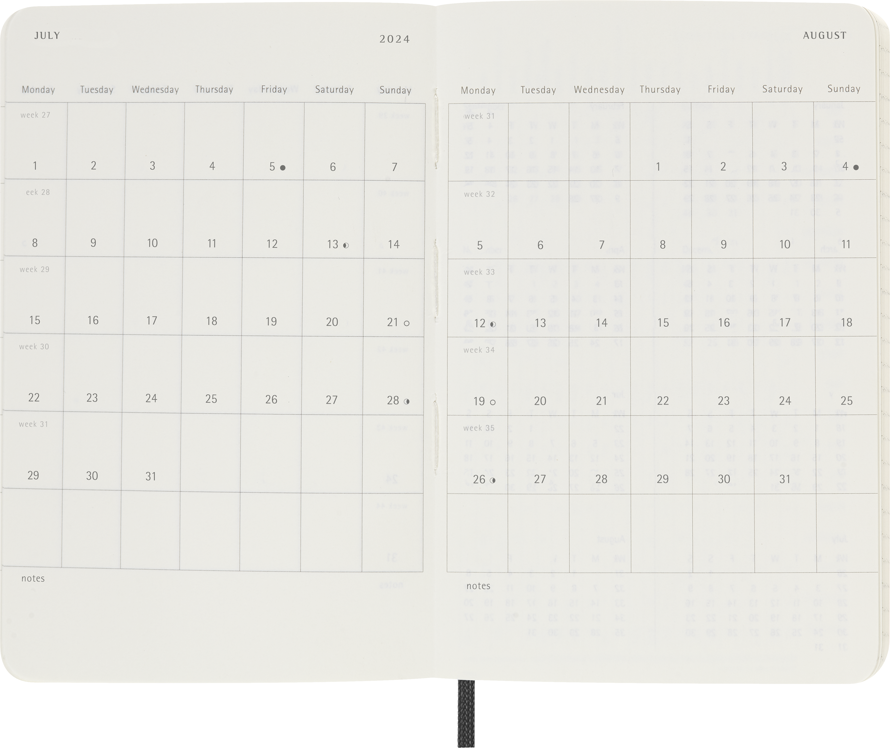 Moleskine 2024 diary softcover pocket week on 2 pages