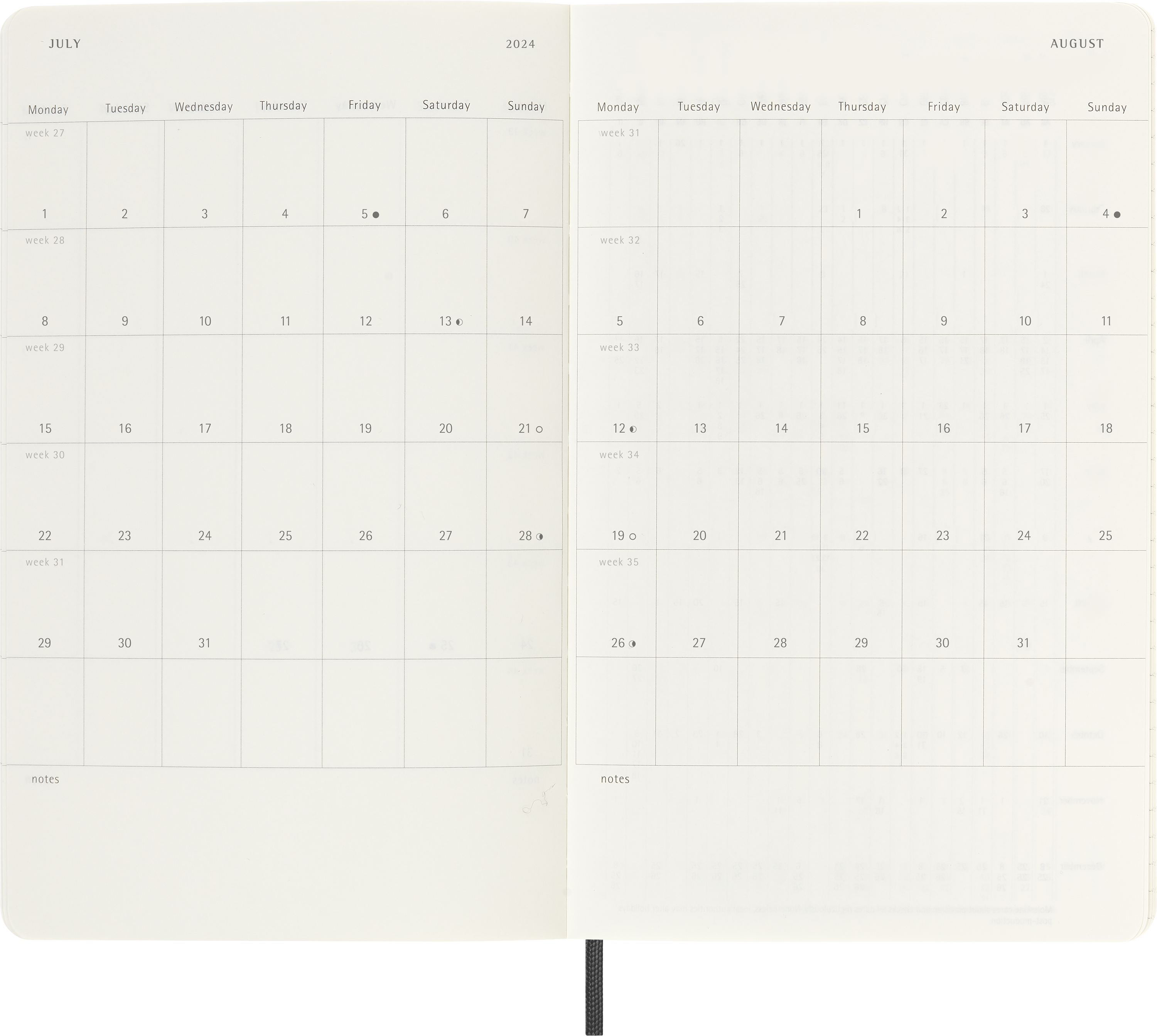 Moleskine 2024 diary softcover large week on 2 pages