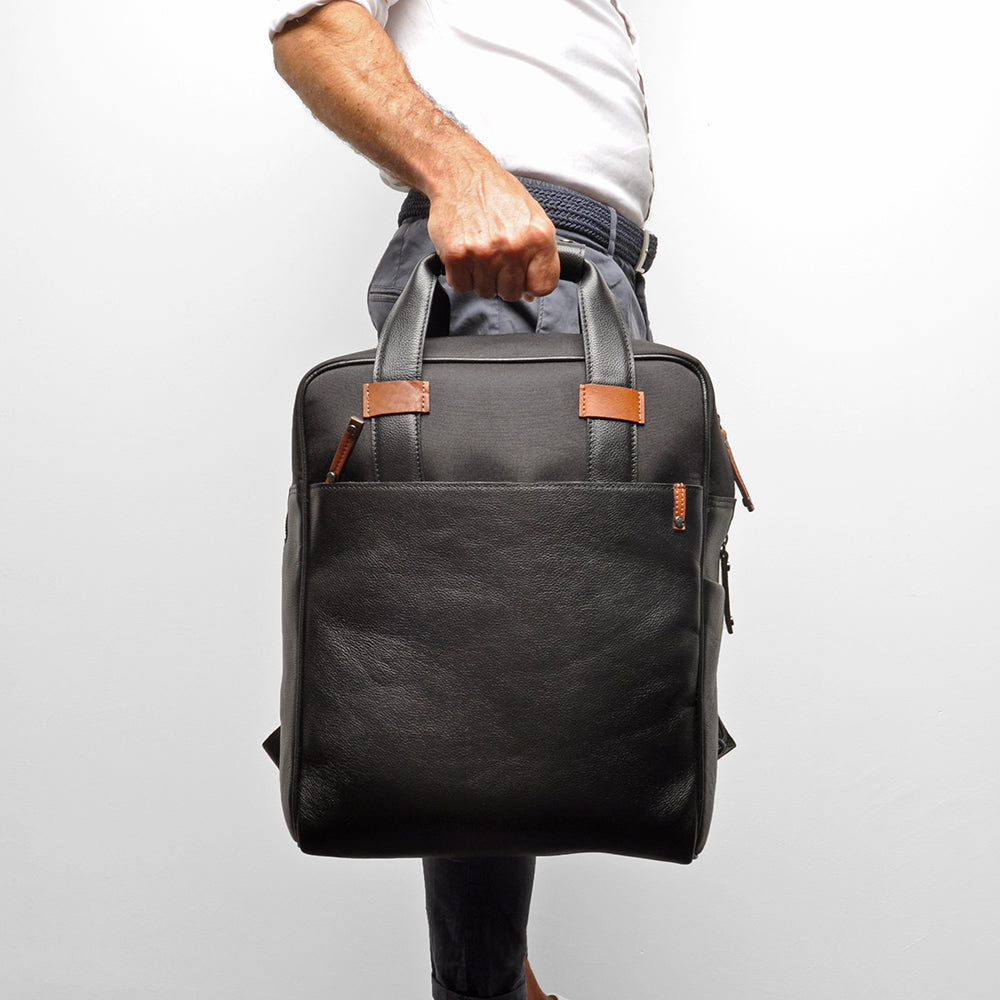 Berba Leather Rucksack 15.6" Black