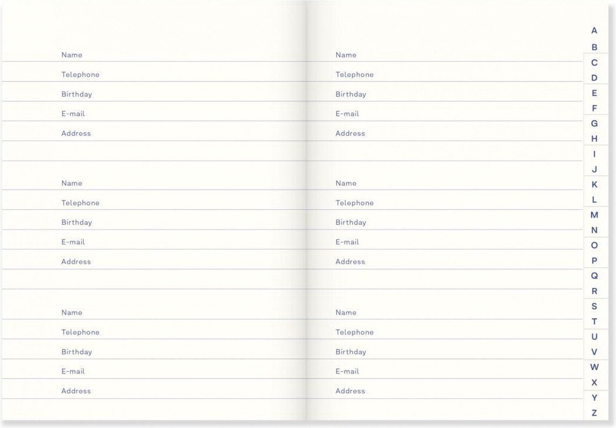 A-Journal Notebook Adresboek B6 Lijn