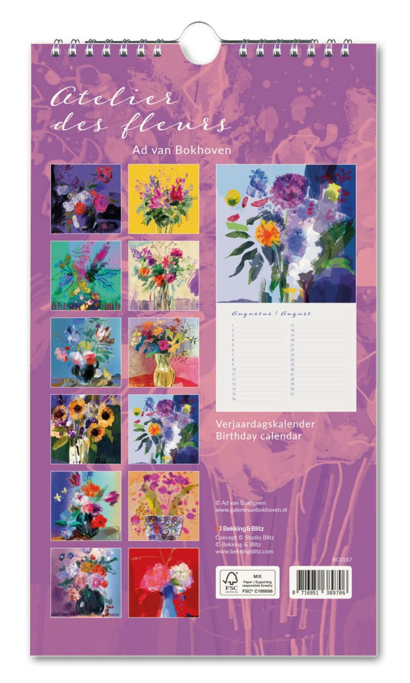 Birthday Calendar Flowers by Ad van Bokhoven