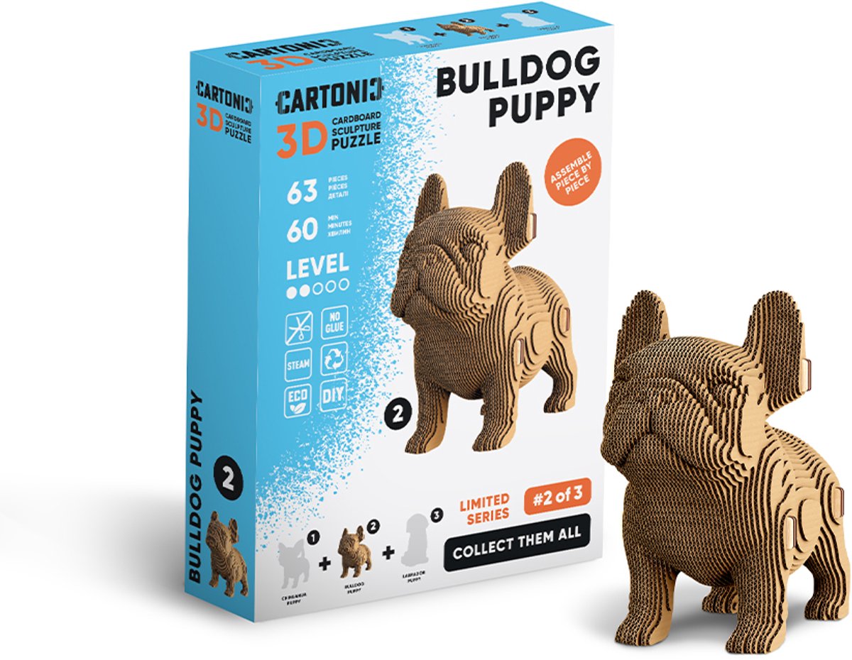 3D Karton Puzzel: Bulldog Puppy