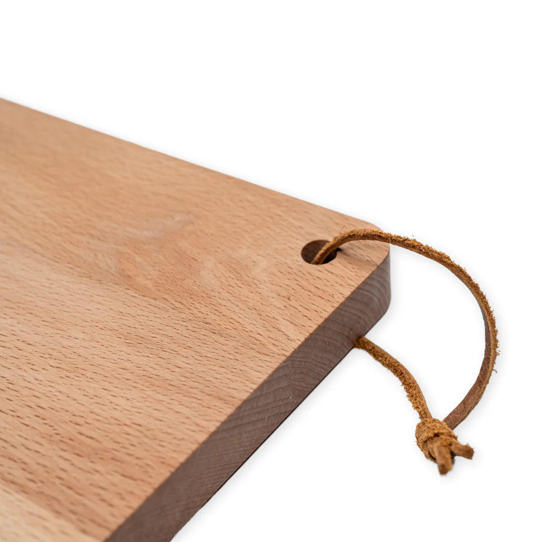Serveerplank Rechthoekig Beukenhout met Leren Lus 30cm