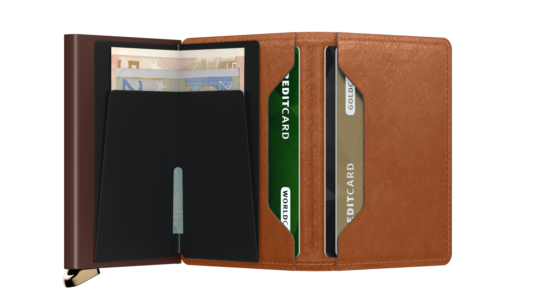 Secrid Slimwallet premium Emboss Lines cognac