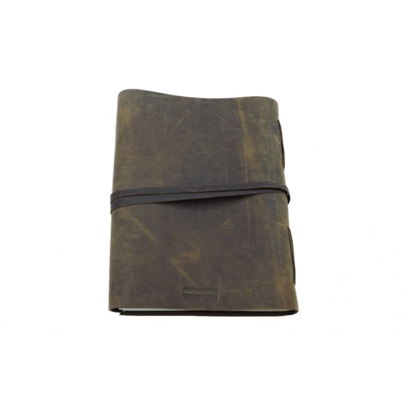 Leather Notebook Plain A4 Dark Brown