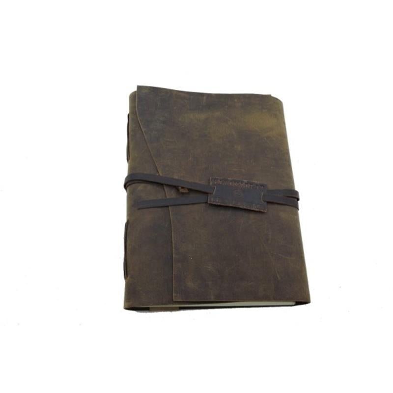 Leather Notebook Plain A4 Dark Brown