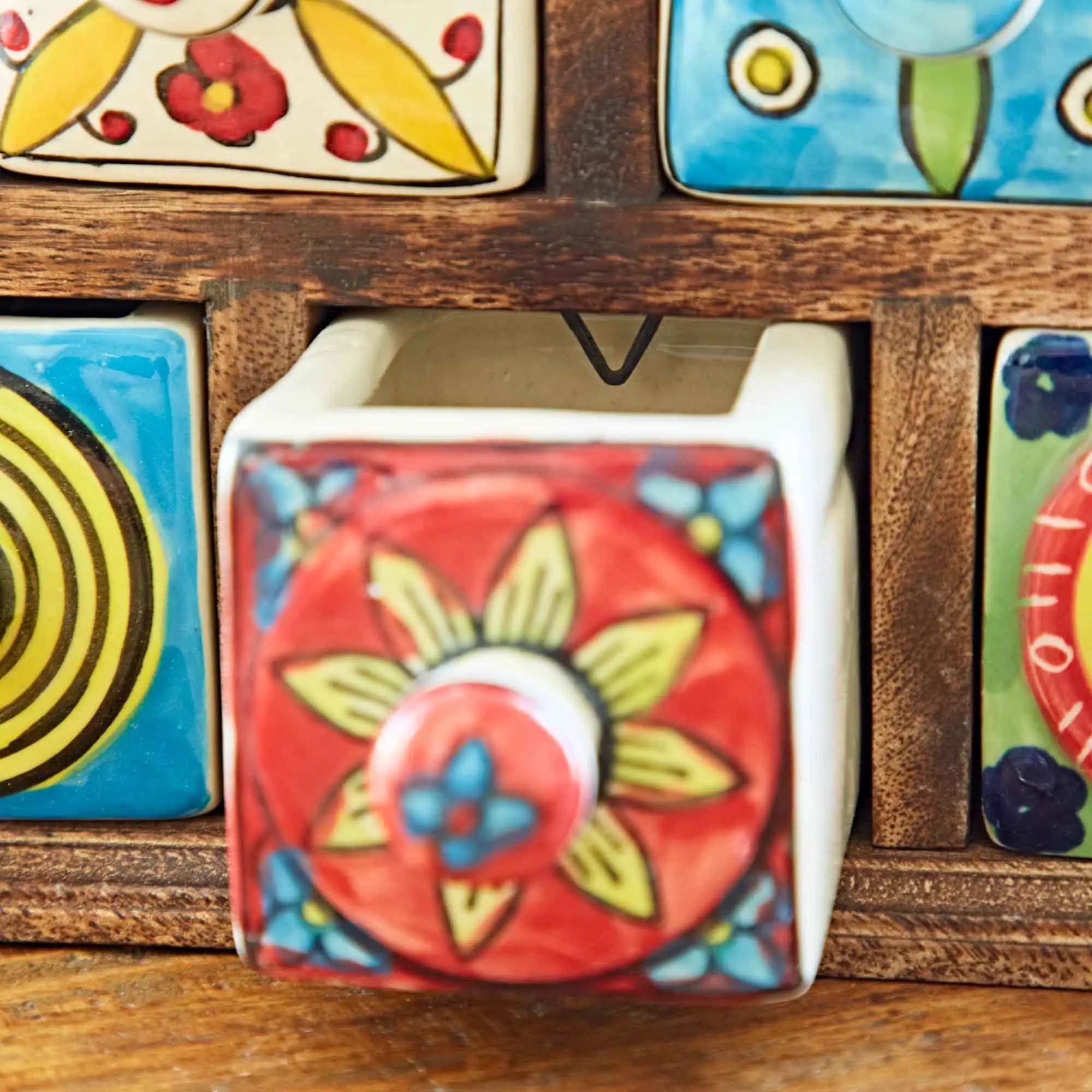 Wood Pyramid Drawers Multi-Colored