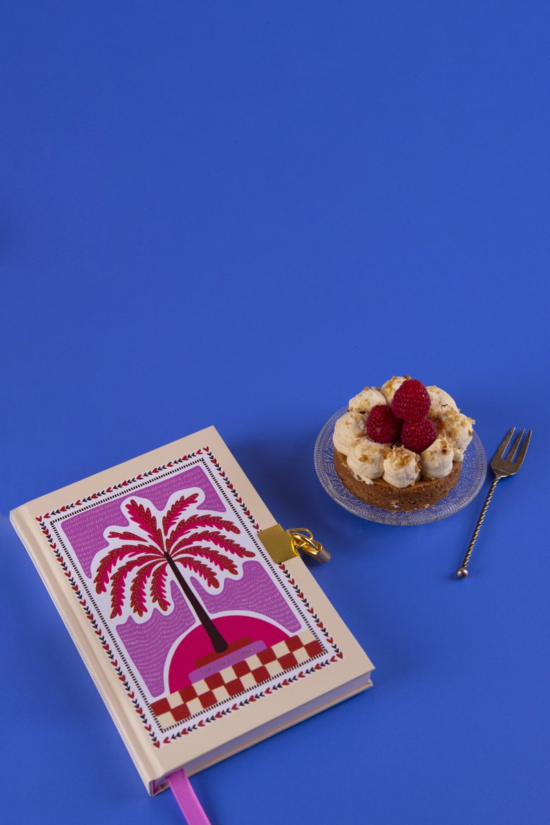 A-Journal notitieboek met hangslotje roze palmboom-ontwerp