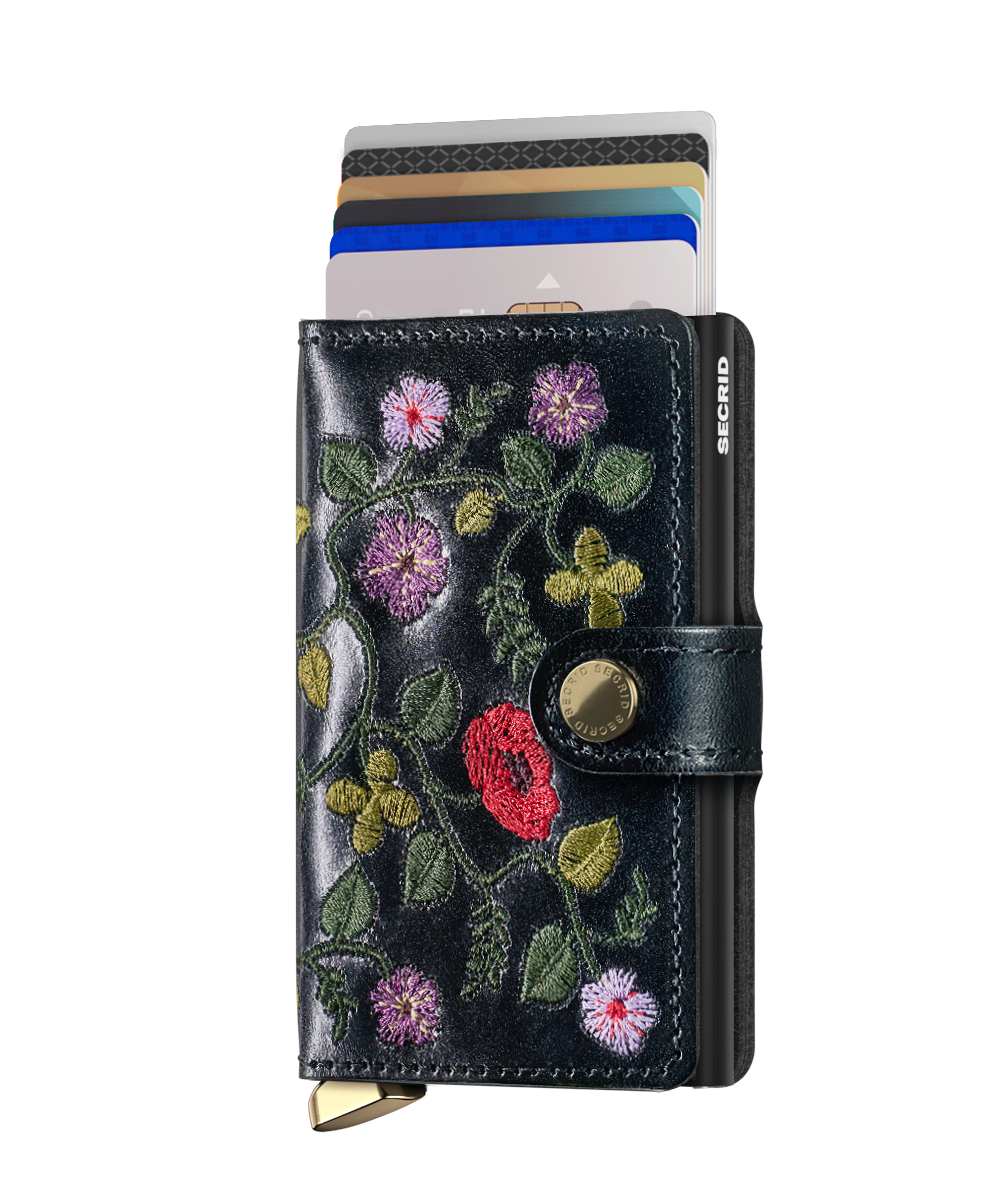 Secrid Miniwallet premium stitch floral black