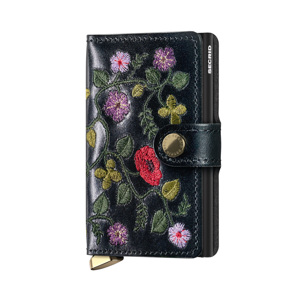 Secrid Miniwallet premium stitch floral black