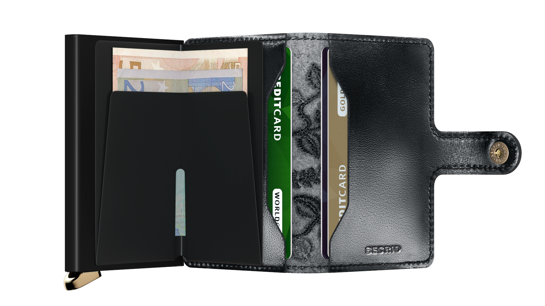 Secrid Miniwallet premium stitch floral black