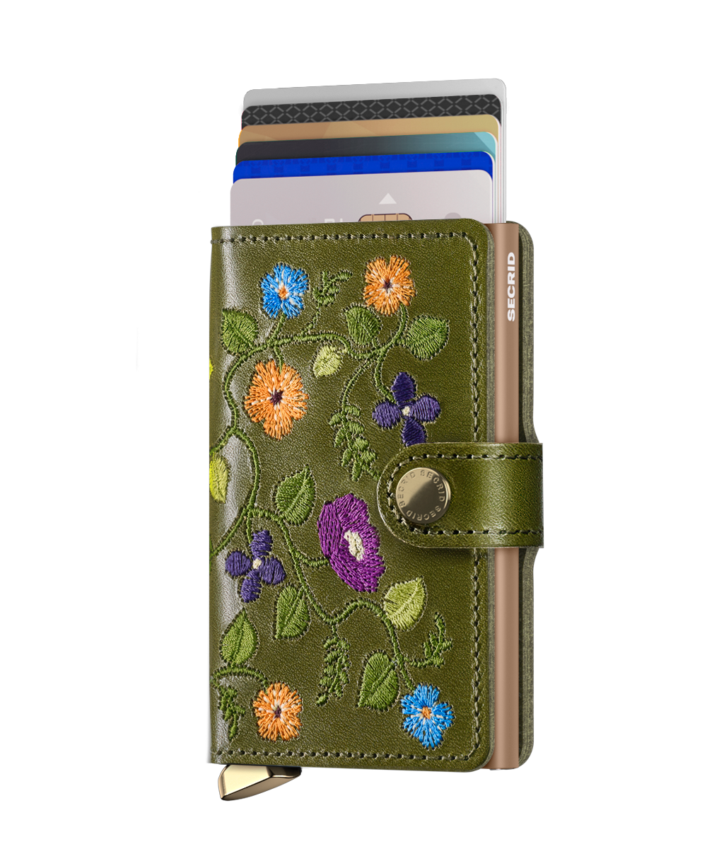 Secrid Miniwallet premium stitch floral olive