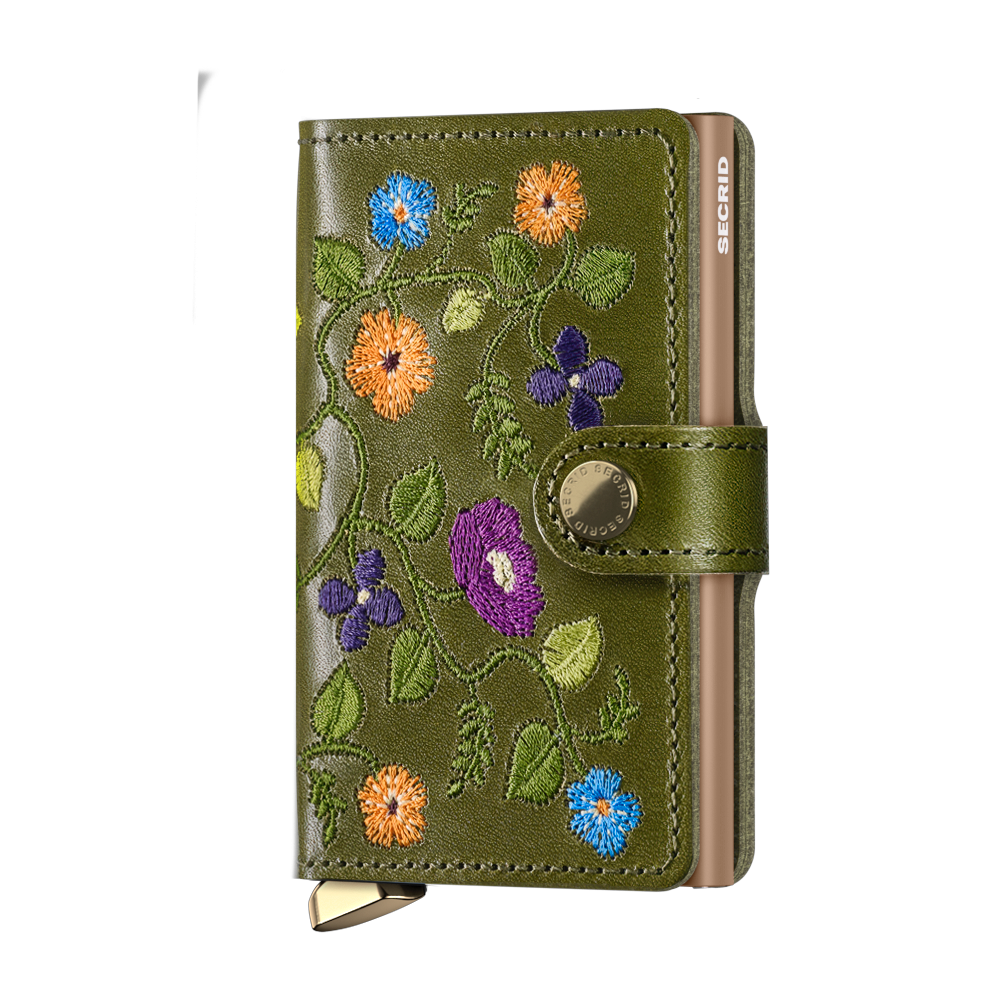 Secrid Miniwallet premium stitch floral olive