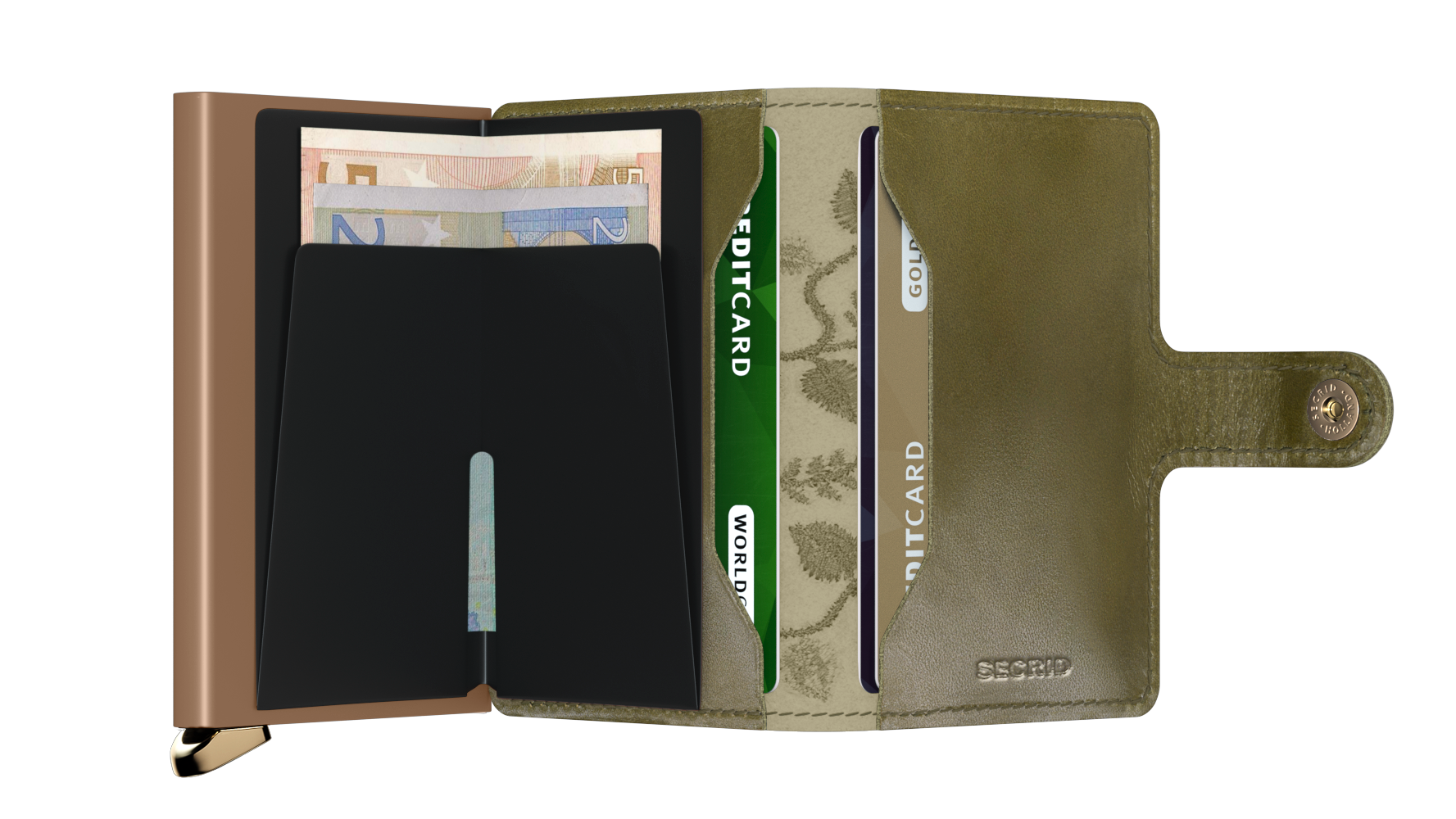 Secrid Miniwallet premium stitch floral olive