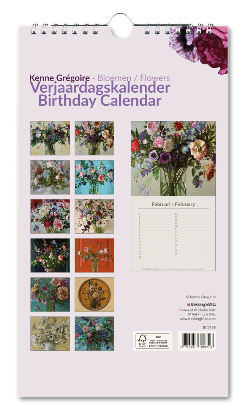 Birthday Calendar Flowers Gregoire