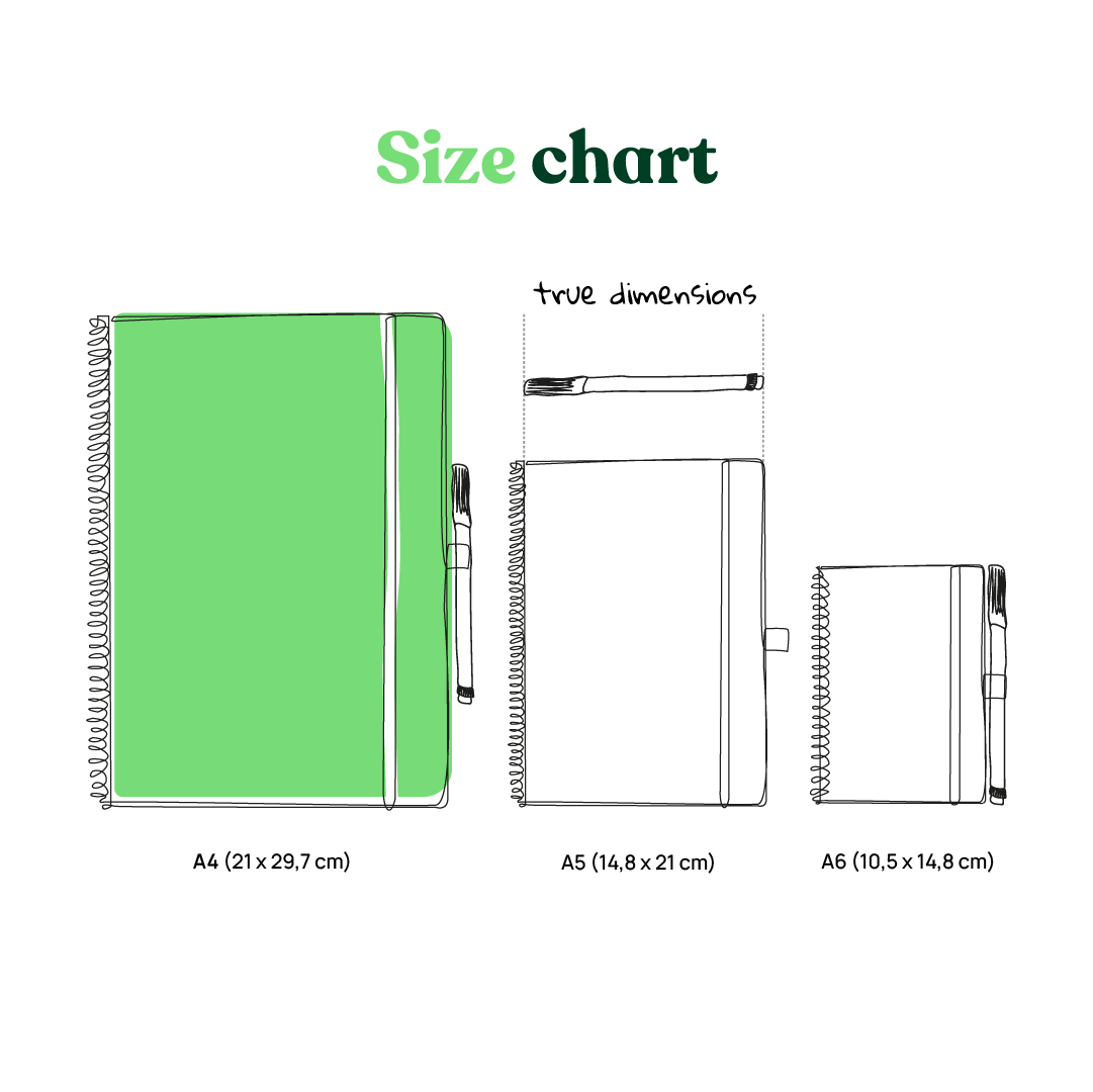 Bambook Notitieboek Zachte kaft Uitwisbaar Lijn Twee maten Zwart