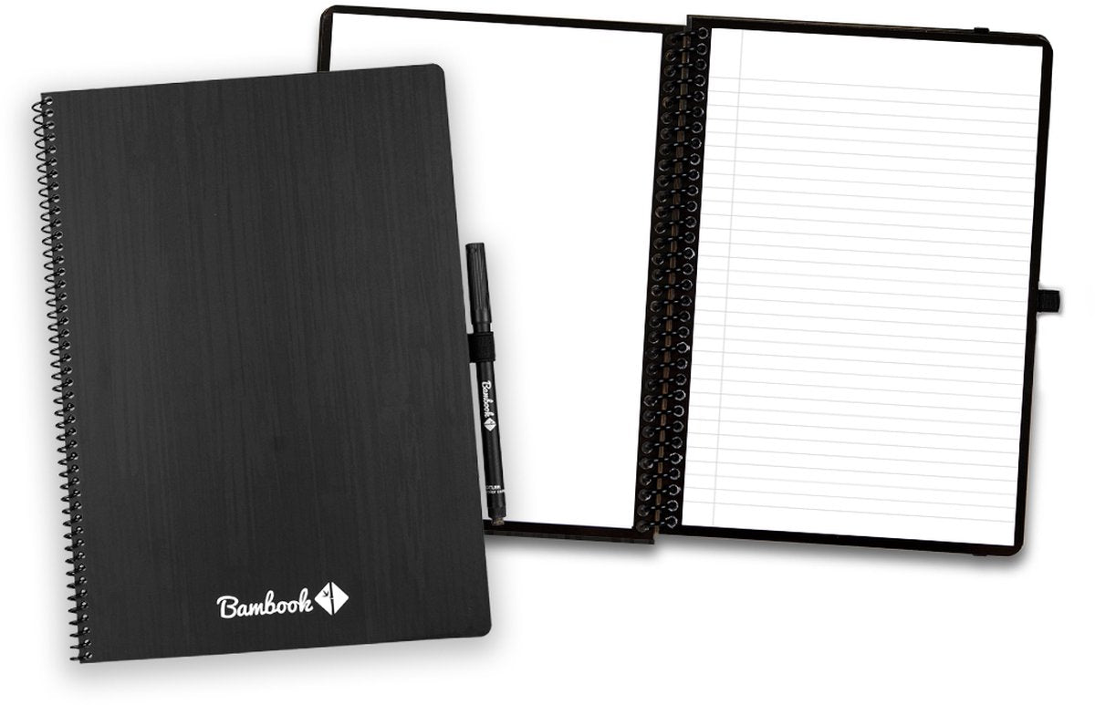 Bambook Notebook Soft Cover Erasable Lined Two Sizes Black