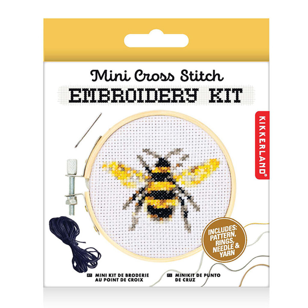 Mini Cross Stitch Embroidery Kit - Bee