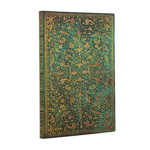 Paperblanks 18-Monats-Kalender Maxi Softcover Emerald Flower 2026-2027