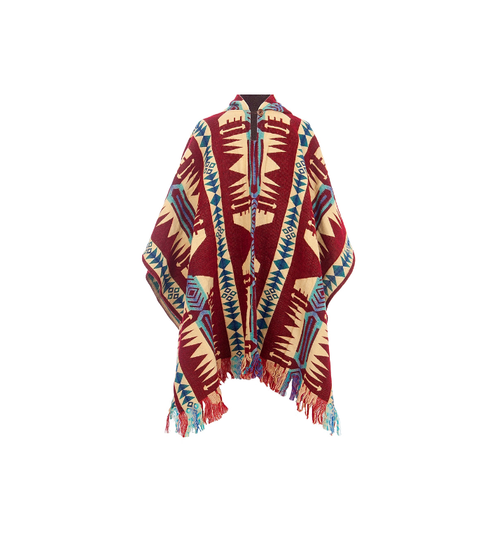 Alpaca Poncho Quitu Red