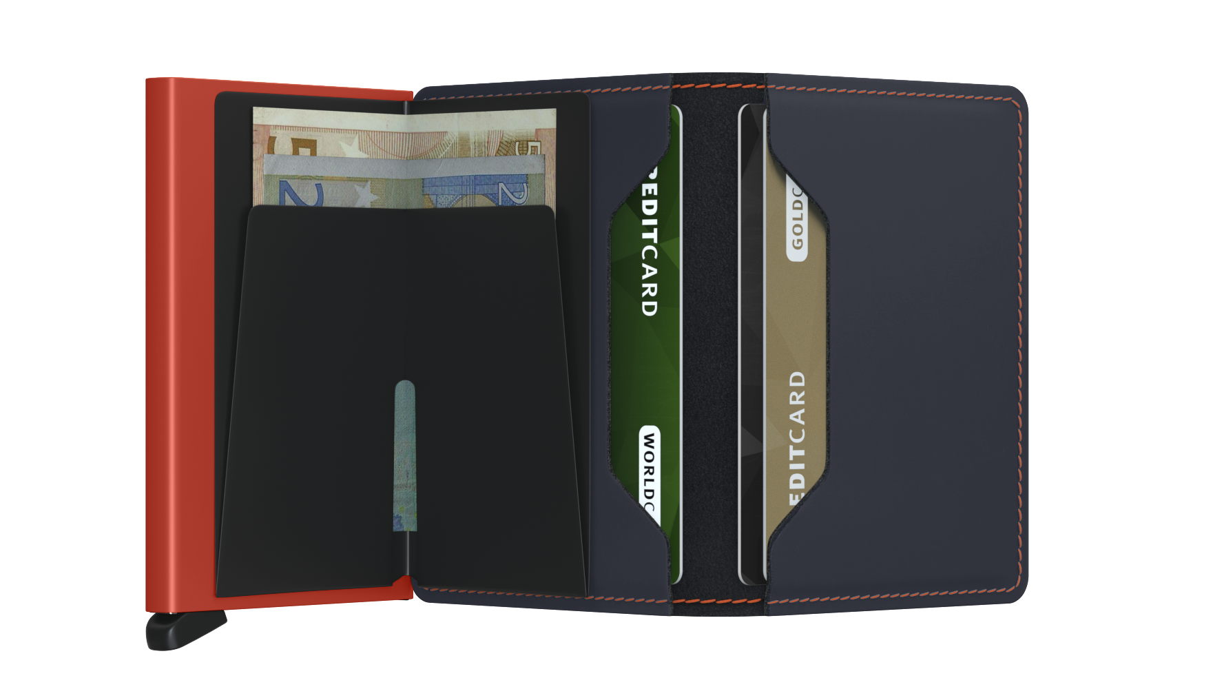 Secrid Slimwallet matte night blue & orange