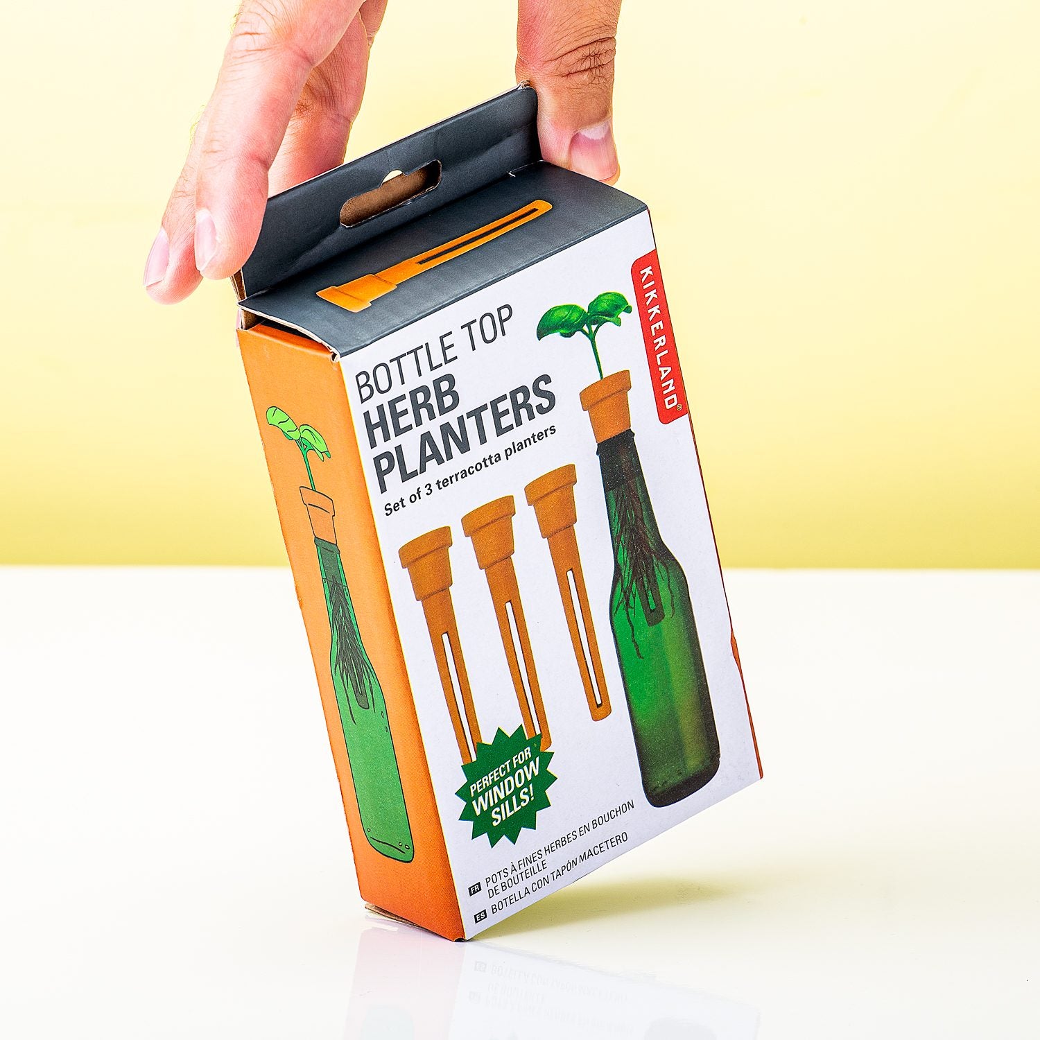 Kruidenplantenbakken met fles