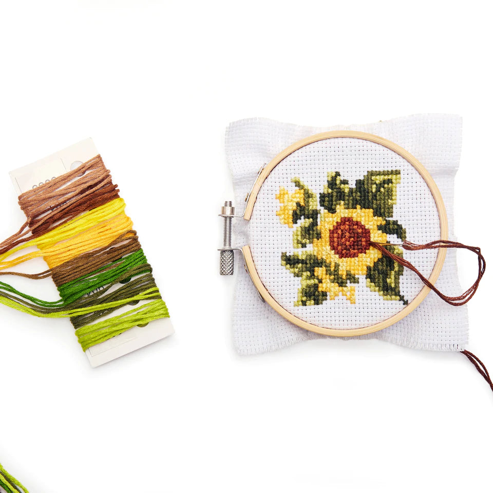 Mini Cross Stitch Borduurpakket - Zonnebloem