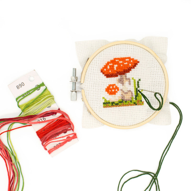 Mini Cross Stitch Borduurpakket - Paddestoel