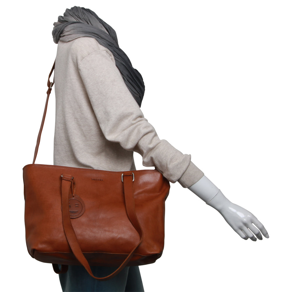 Saccoo Paloma Leather Shopper Cognac