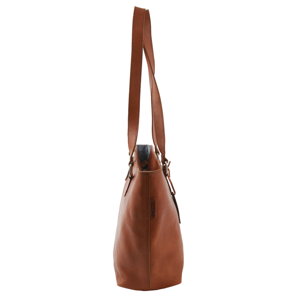 Saccoo Paloma Leather Shopper Cognac