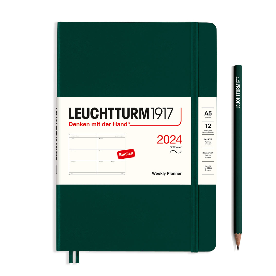 Leuchtturm 2024 agenda softcover medium a5 week op 2 pagina's