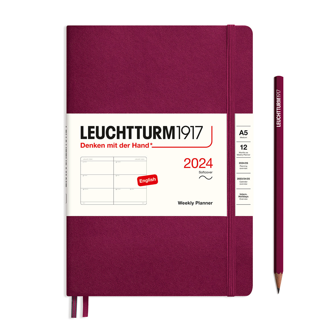 Leuchtturm 2024 diary softcover medium a5 week on 2 pages
