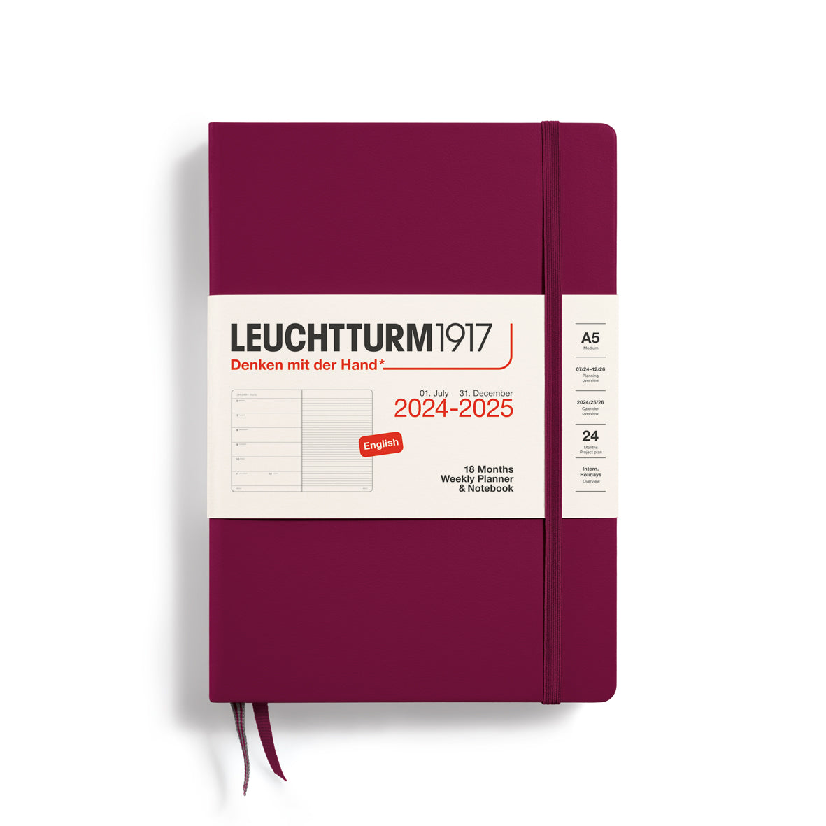 Leuchtturm 18 month diary hardcover large 2024-2025