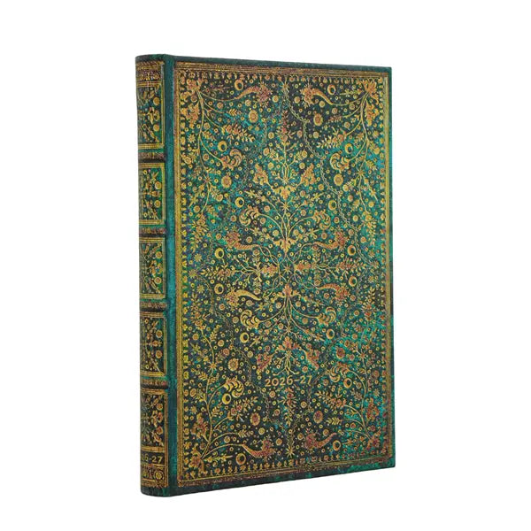 Paperblanks 18 Monate Kalender Mini Hardcover Emerald Flower 2026-2027