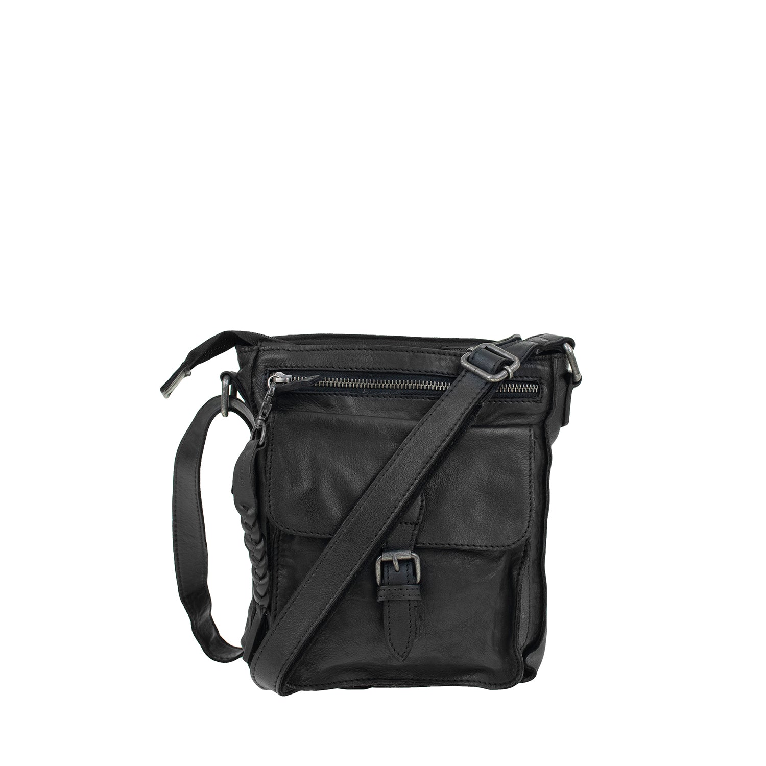 DSTRCT Leather Shoulder Bag Harrington Road Crossbody Black