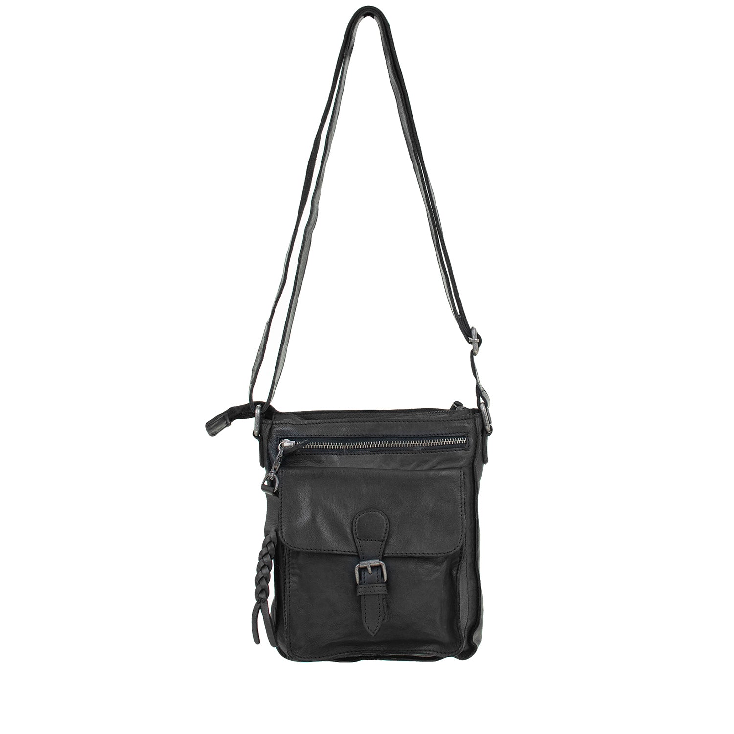 DSTRCT Leather Shoulder Bag Harrington Road Crossbody Black