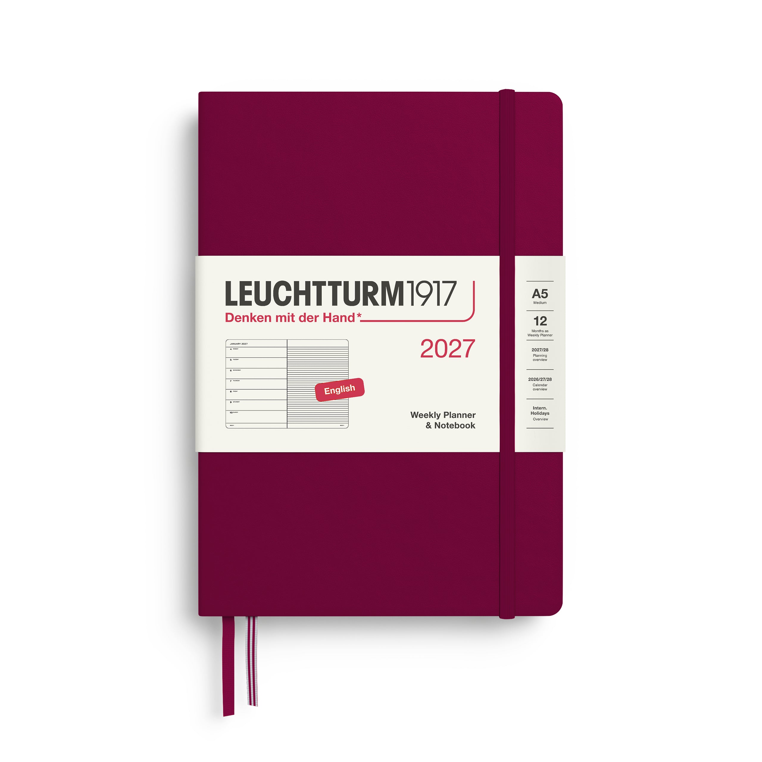 Leuchtturm 2027 Agenda Hardcover Medium A5 week + Notities