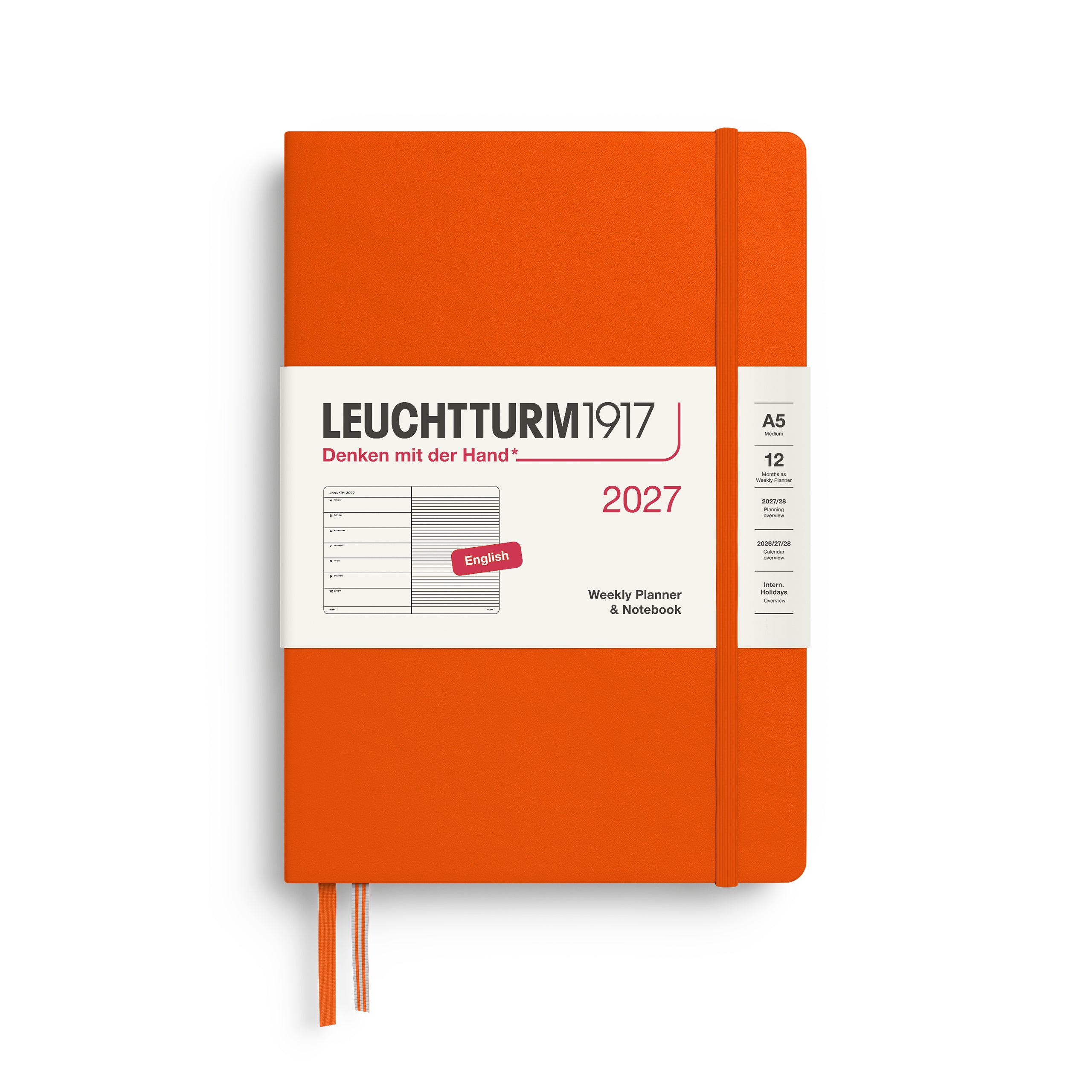 Leuchtturm 2027 Agenda Hardcover Medium A5 week + Notities