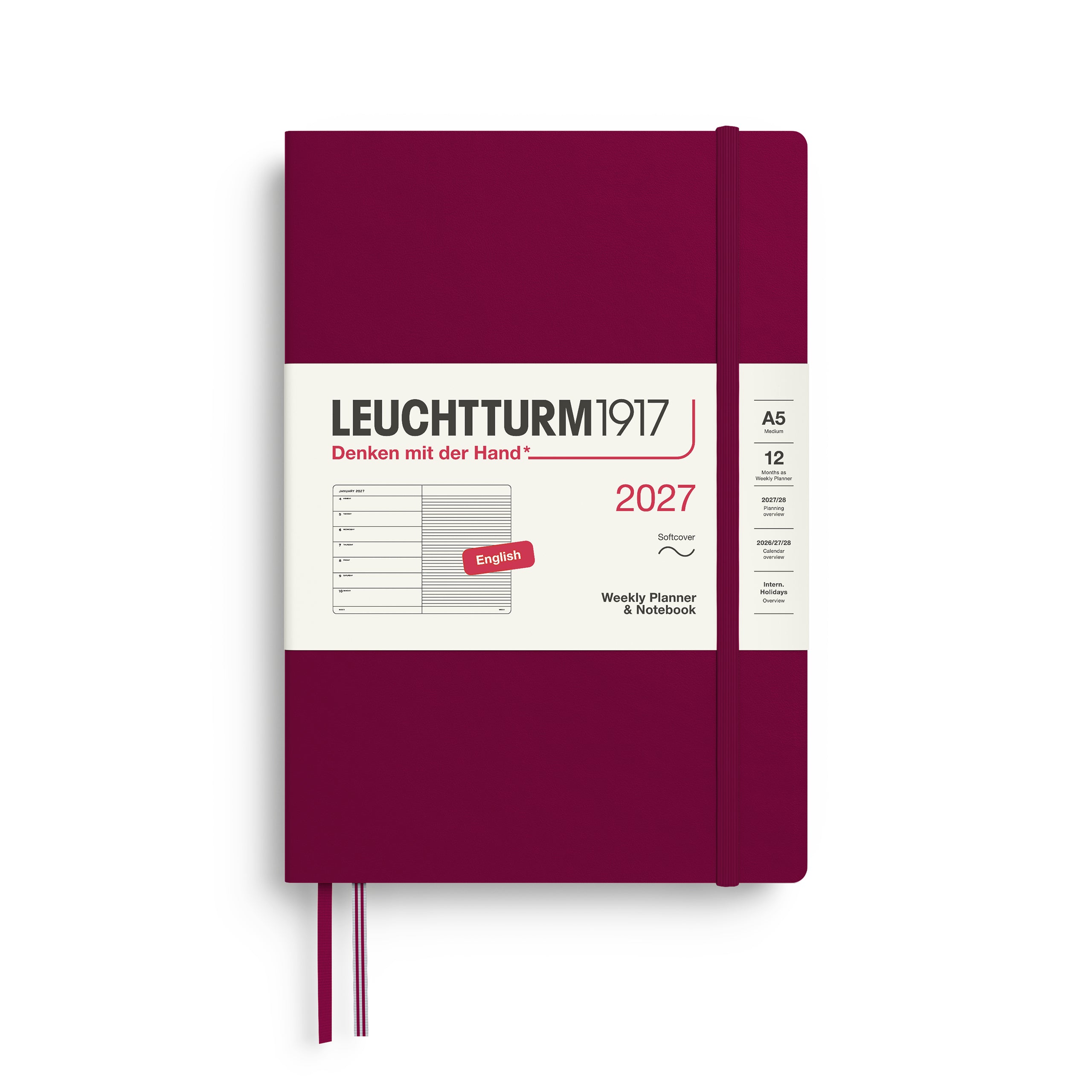 Leuchtturm 2027 Diary Softcover Medium A5 weekly + Notes