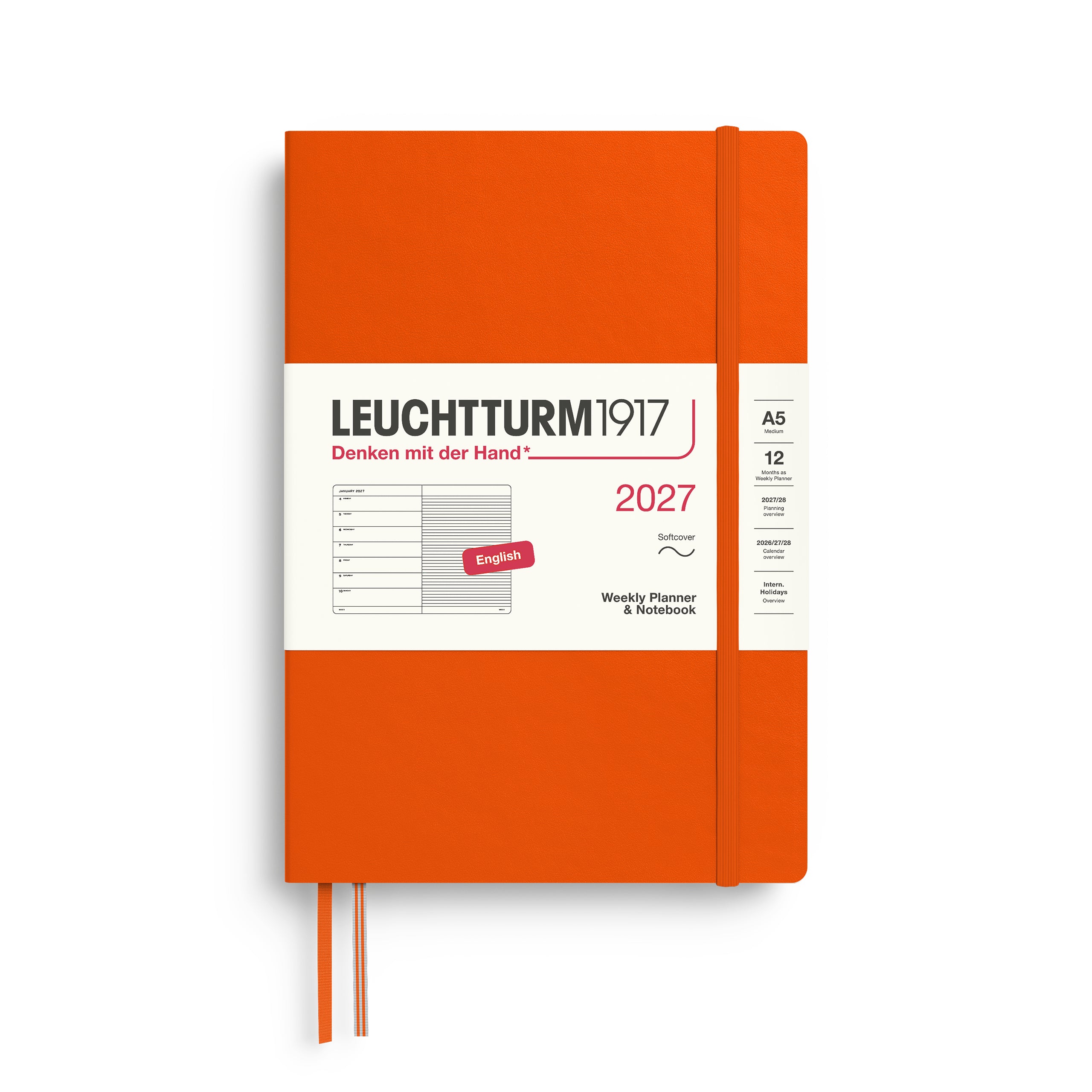 Leuchtturm 2027 Diary Softcover Medium A5 weekly + Notes