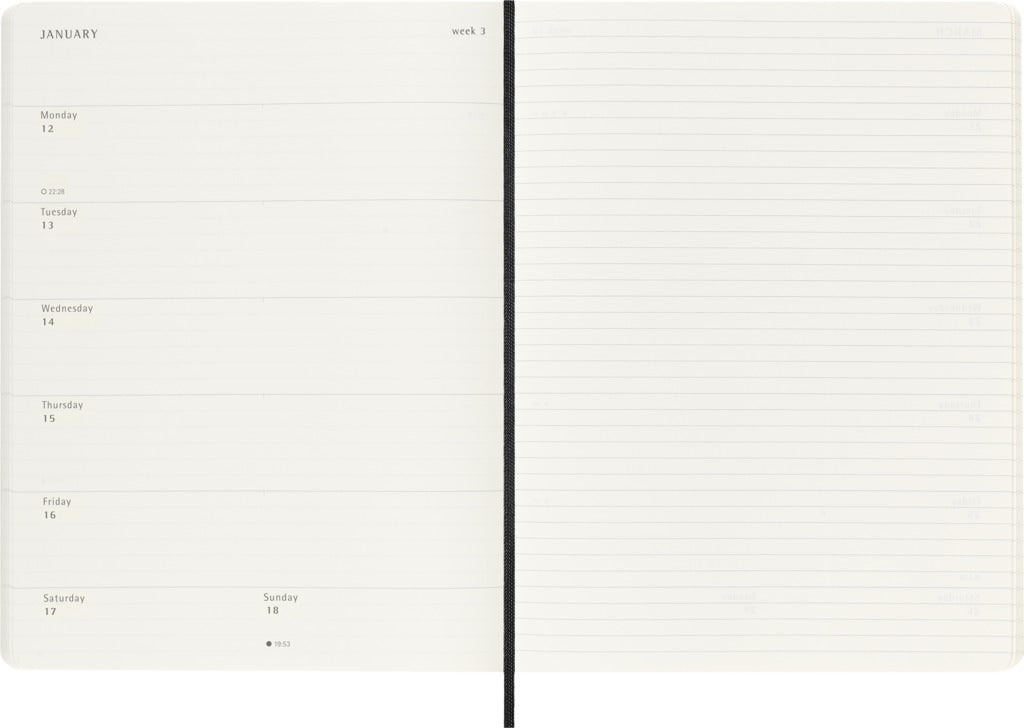 Moleskine 2026 XL Agenda Zwart Softcover Week + Notities 