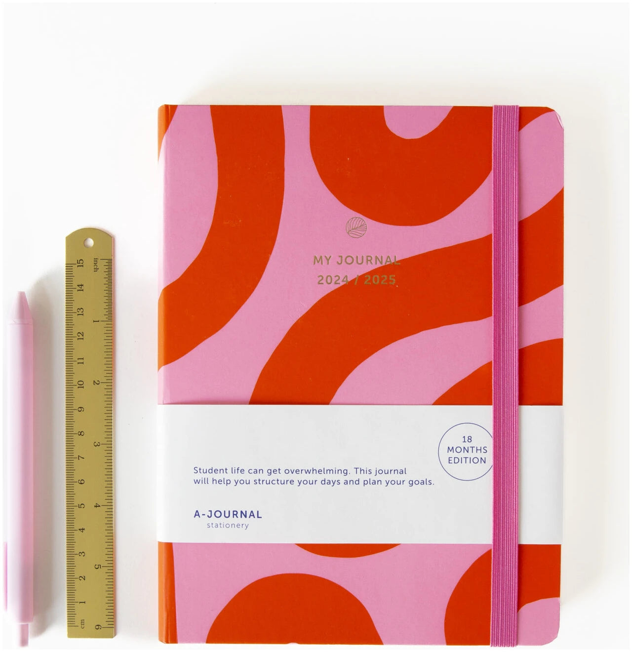A-Journal 18 Monate Tagebuch 2024/2025 Flow Pink