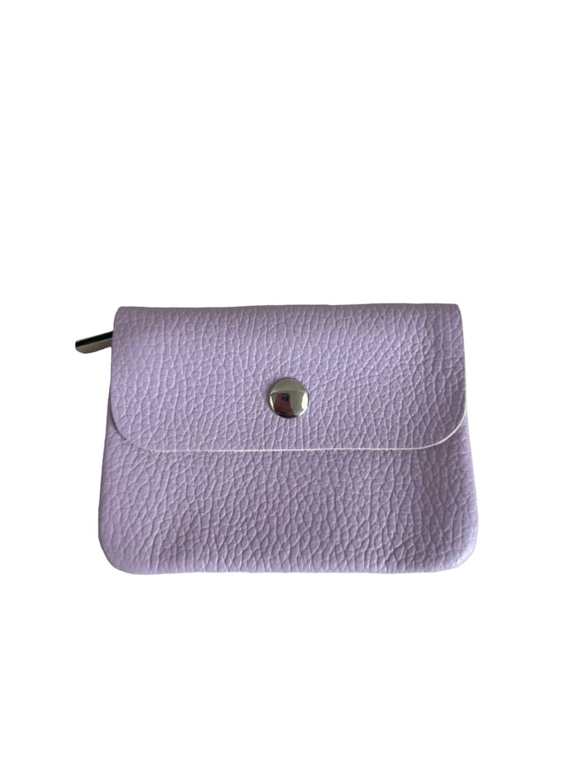 Leather Purse with Zipper Blush Small