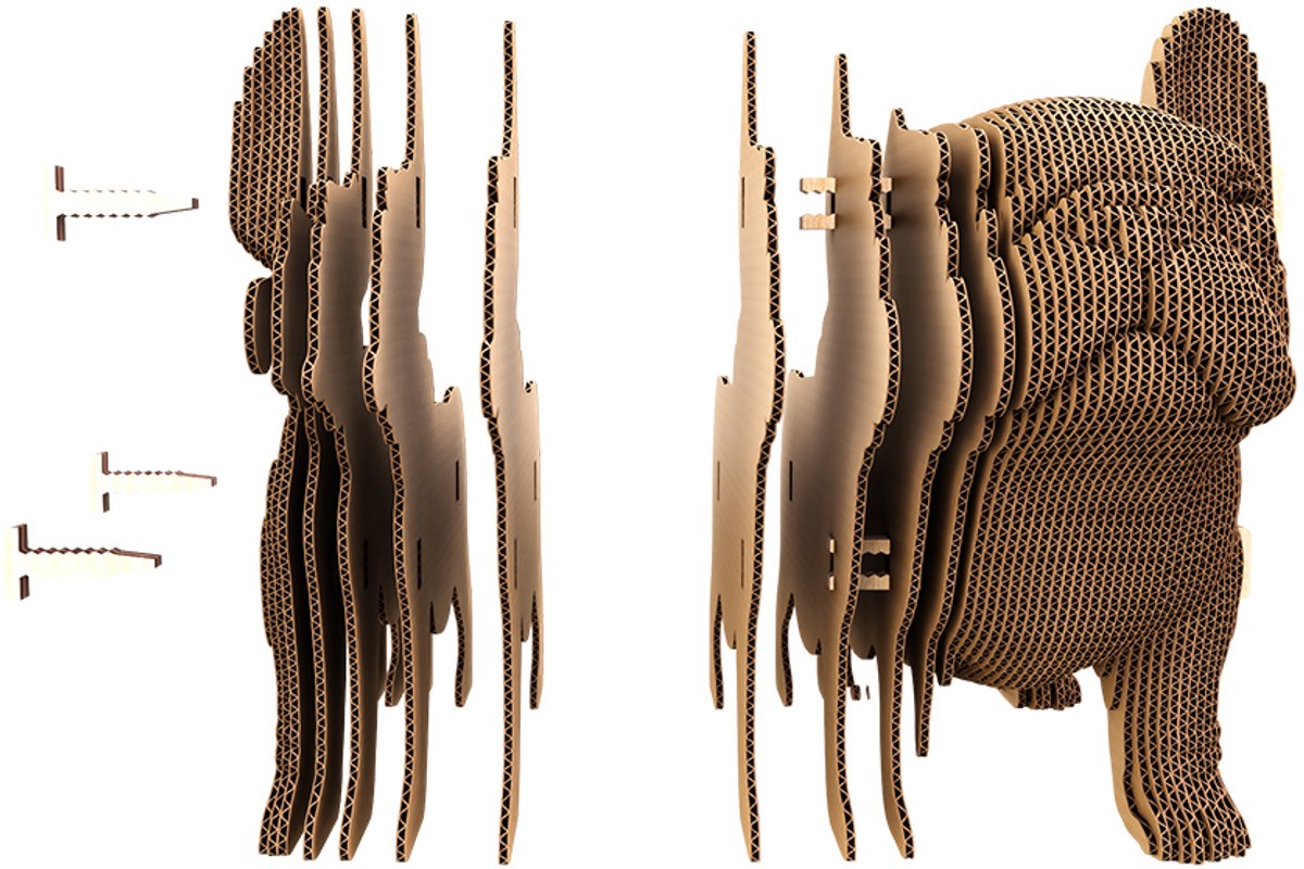 3D Karton Puzzel: Bulldog Puppy