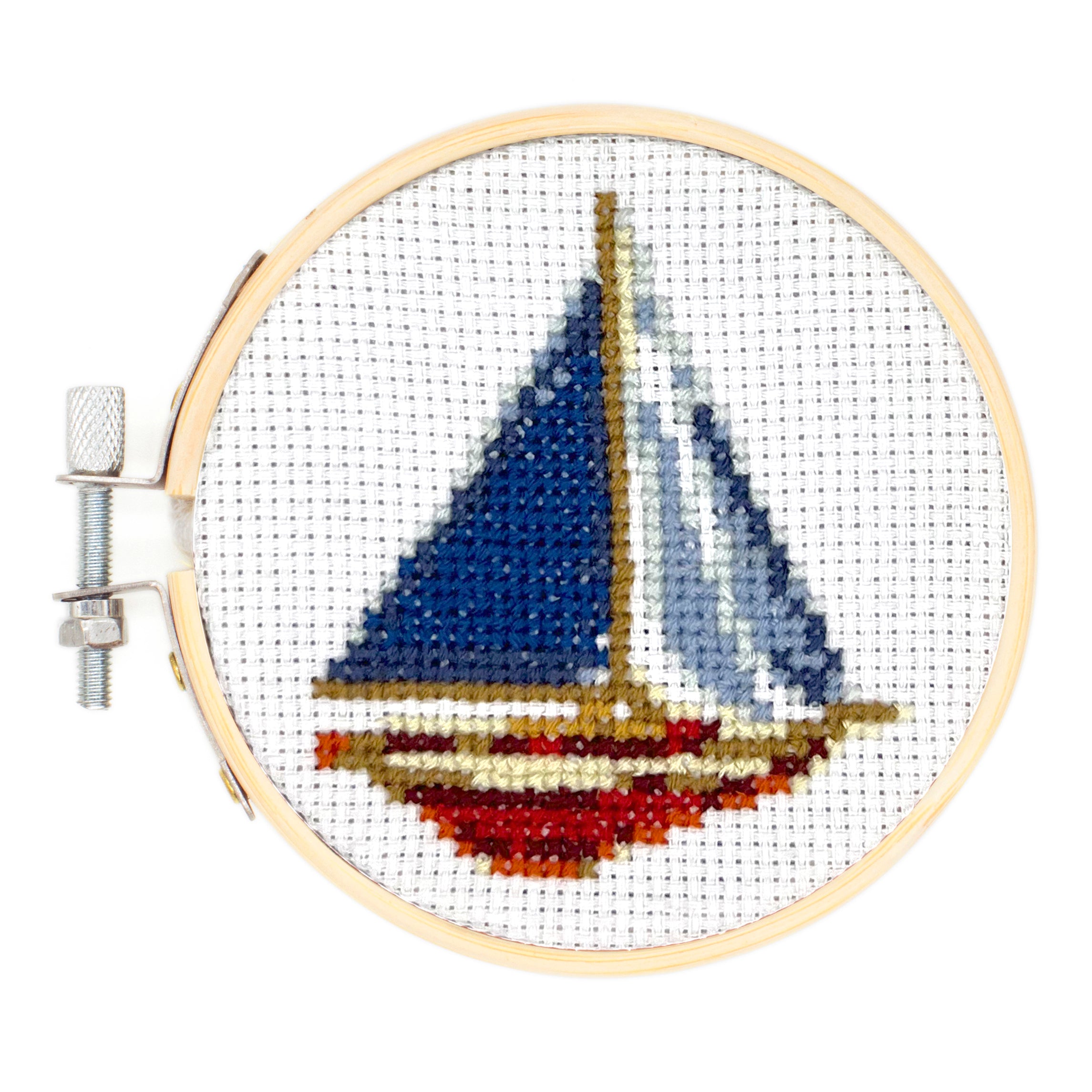 Mini Cross Stitch Borduurpakket - Zeilbootje