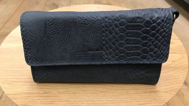 DSTRCT Leather Shoulder Bag Alligator Magnetic Closure