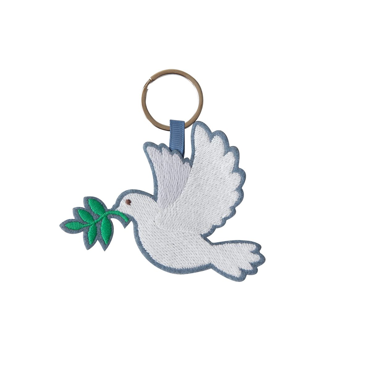Schlüsselanhänger Friedenstaube Stickerei